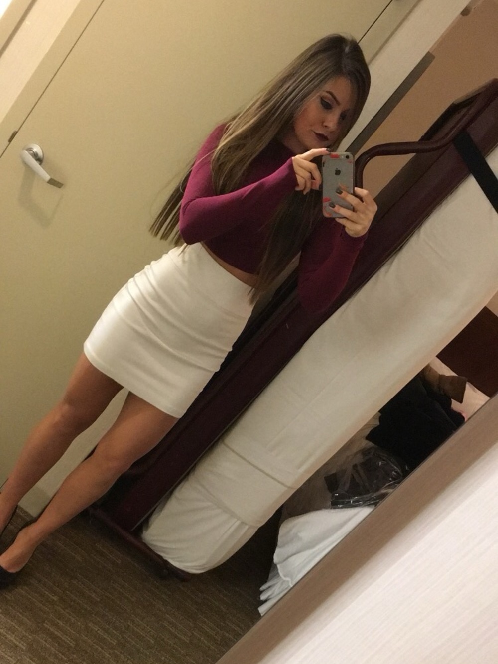 bebe White Mini Pencil Skirt